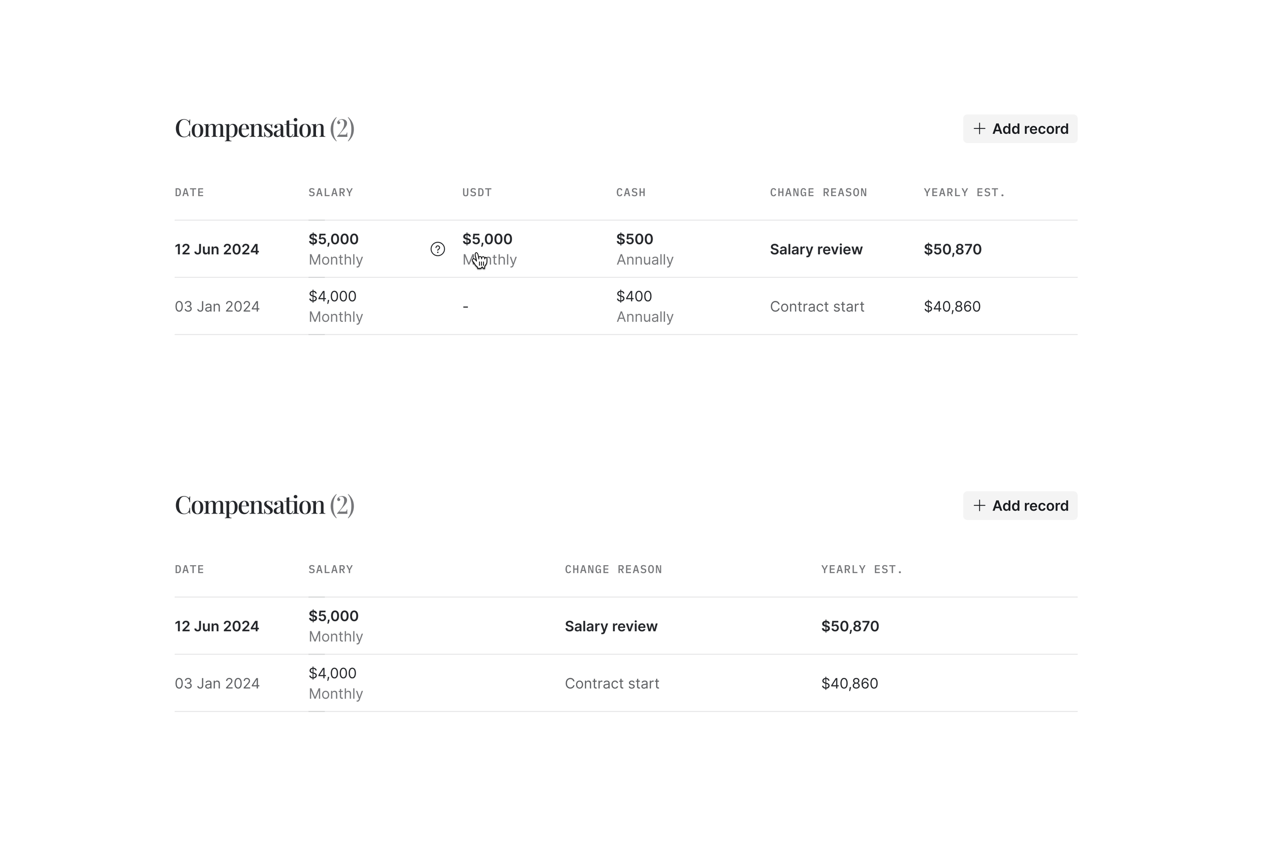 Compensation management system: employee pay package with salary components in Skailer