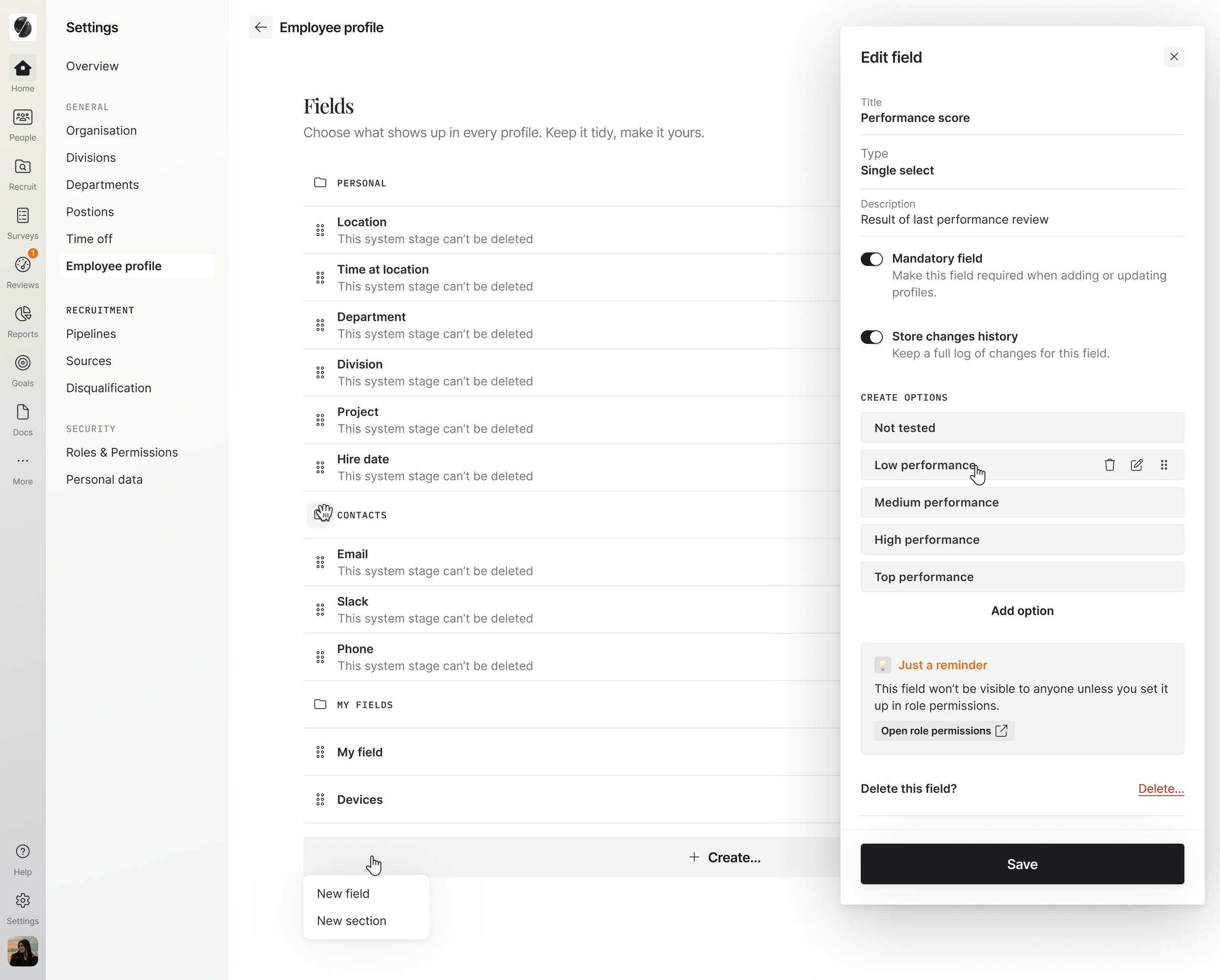 Custom employee fields: Employee reference field with several values in Skailer
